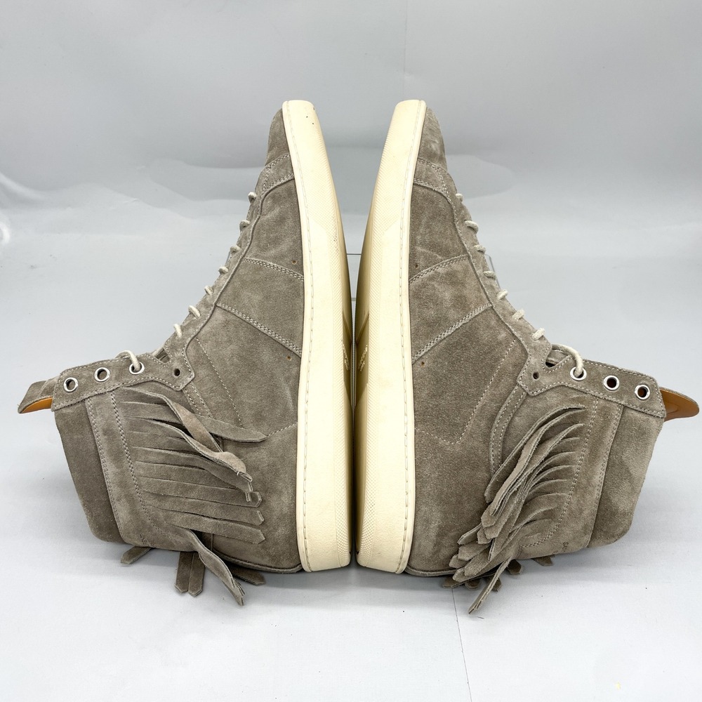 Saint Laurent Mens 45 12 YSL SL 18H Fringe High Top Court Sneakers Suede Grey - Picture 11 of 11